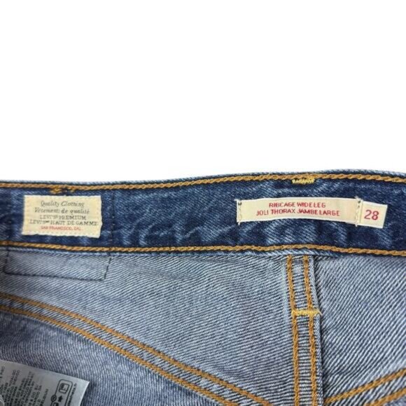 LEVI'S Premium Ribcage Wide Leg Women's Jeans Size 28 Polar Permiter Dark Wash - Picture 4 of 10